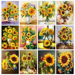 5D DIY Diamond Painting Sunflower Bouquet Full Round Diamond Mosaic Flower Diamond Embroidery Kit Rhinestone Home Art Decoration