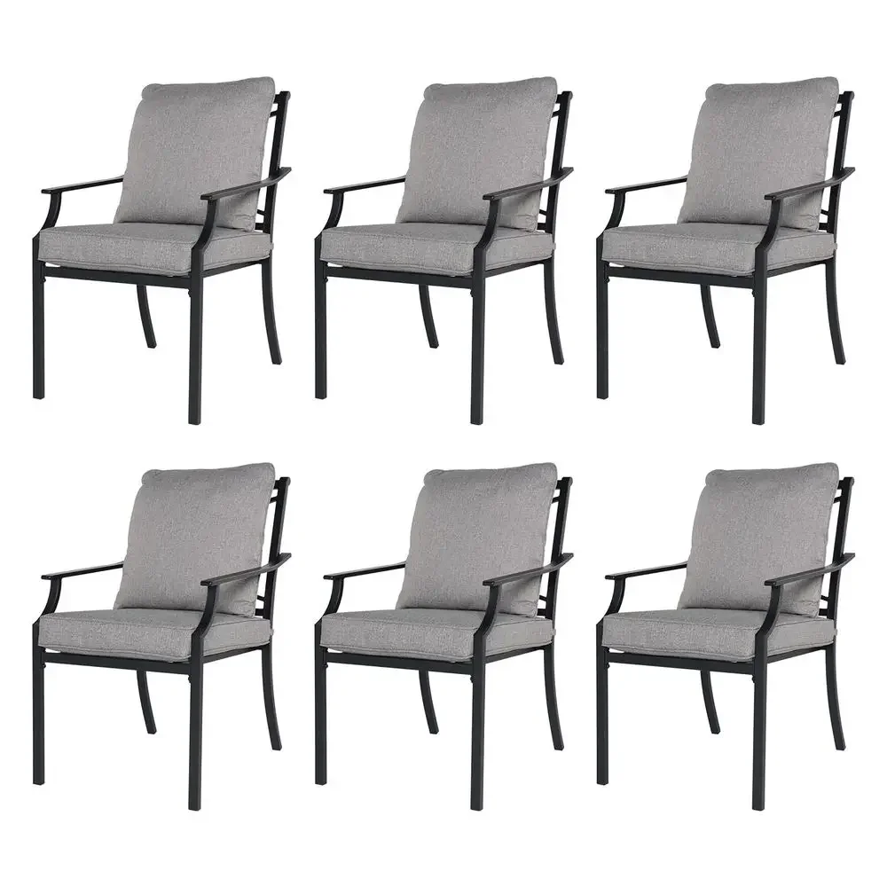

Dining Chairs Set of 6Outdoor Fixed Patio Dining Chairs Set of 6Fixed Dining ChairOutdoor Dining Chairs with Grey Cushions, Pat
