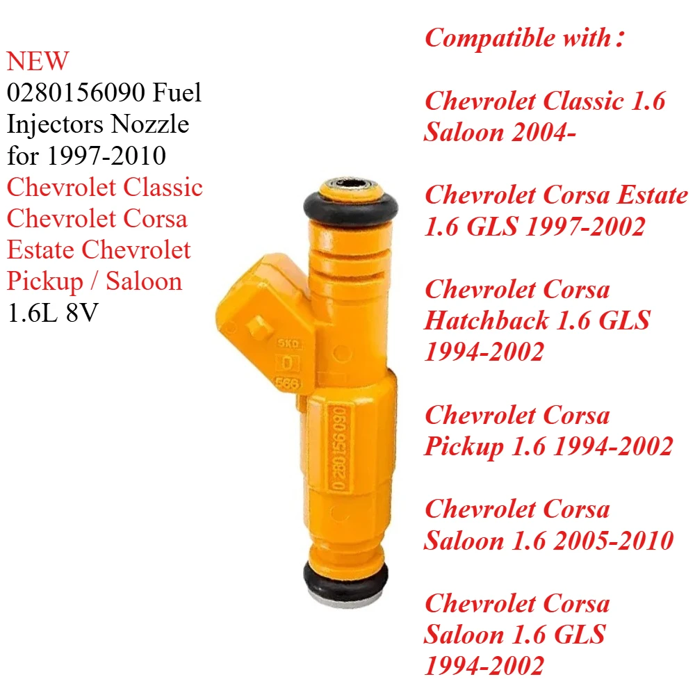 NOVO 0280156090 Bicos Injetores de Combustível para Chevrolet Classic 1997-2010, Chevrolet Corsa Estate, Chevrolet Pickup/Saloon 1.6L 8V
