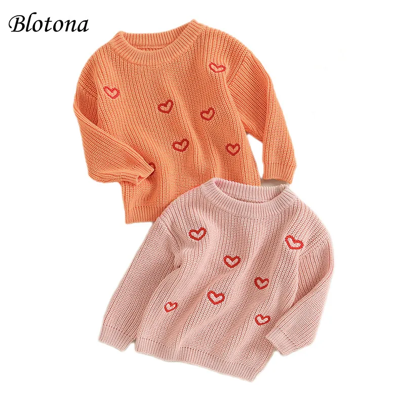 

Blotona Newborn Baby Autumn Winter Sweater Valentine's Day Crew Neck Long Sleeve Heart Pattern Knitted Loose Pullover Tops