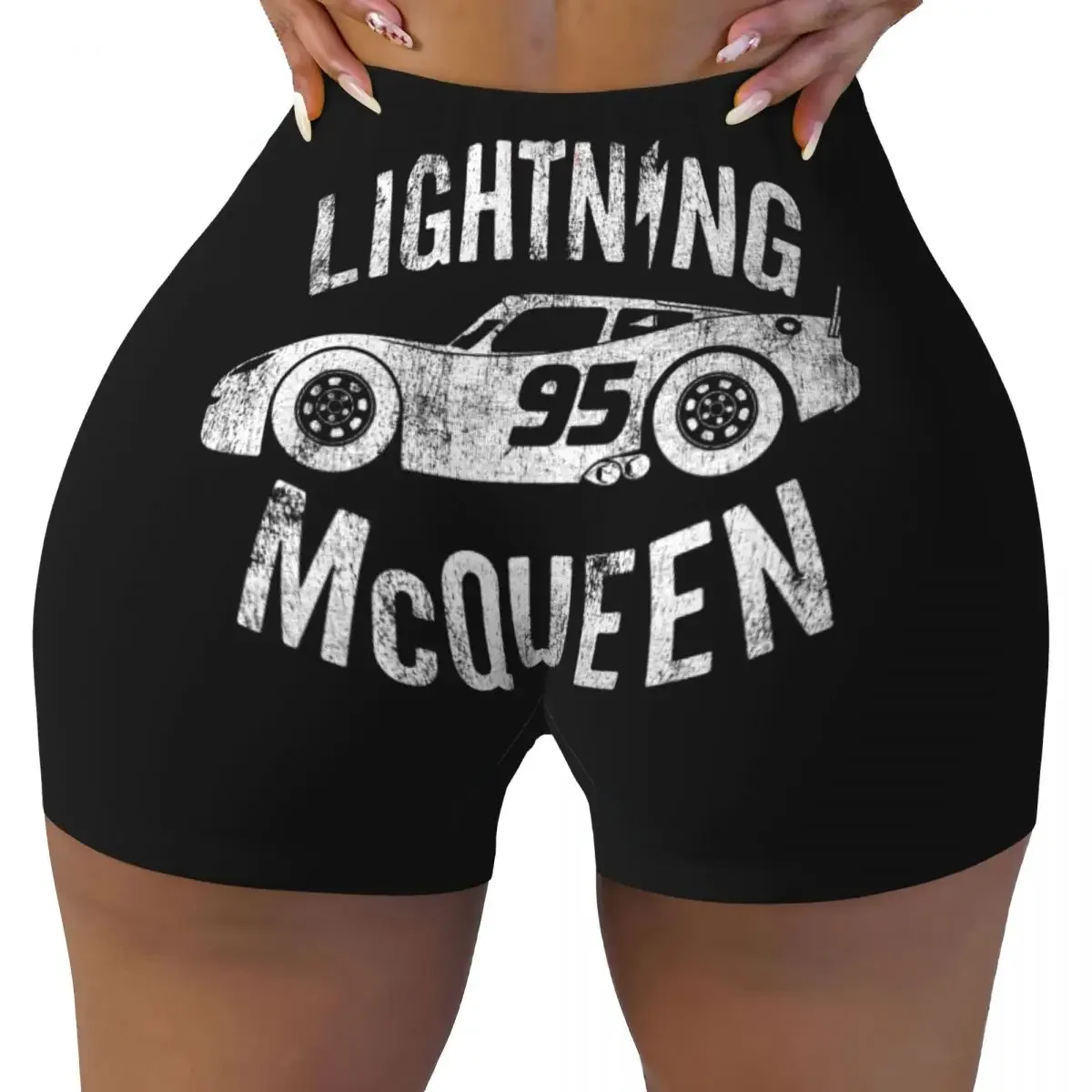 Custom Lightning McQueen Running Volleyball Workout Shorts Women's Speed Racing Car Athletic Gym Yoga Shorts