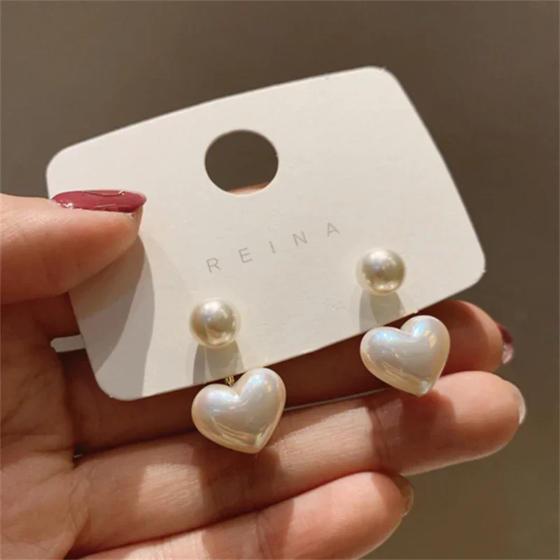 Women Korean Enamel pearl crystal Stud Earrings  Jewelry Fashion Wedding Party Earrings Jewelry Gift