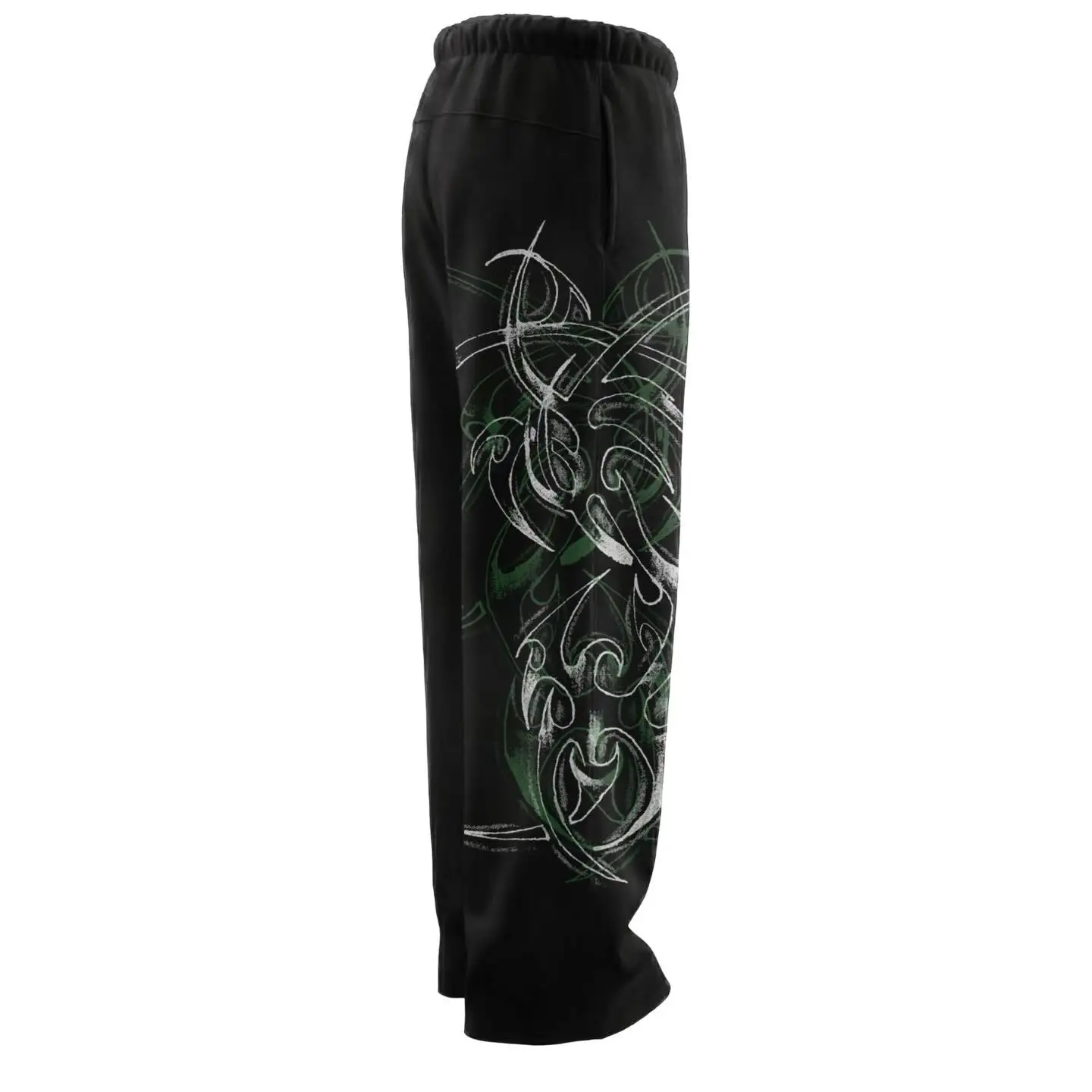 Red MMA Line Print Wide Leg Pants Men Women Streetwear Harajuku Baggy Trousers With Wing Pattern Elastic Waist Casual Bottoms