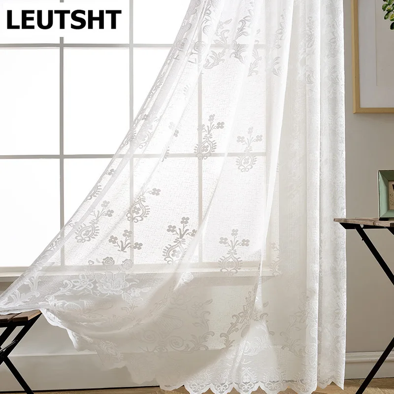 

Modern Simple European Style Solid Color Jacquard Curtain Fashion Voile Modern Tulle Curtains for Living Room Dining Bedroom