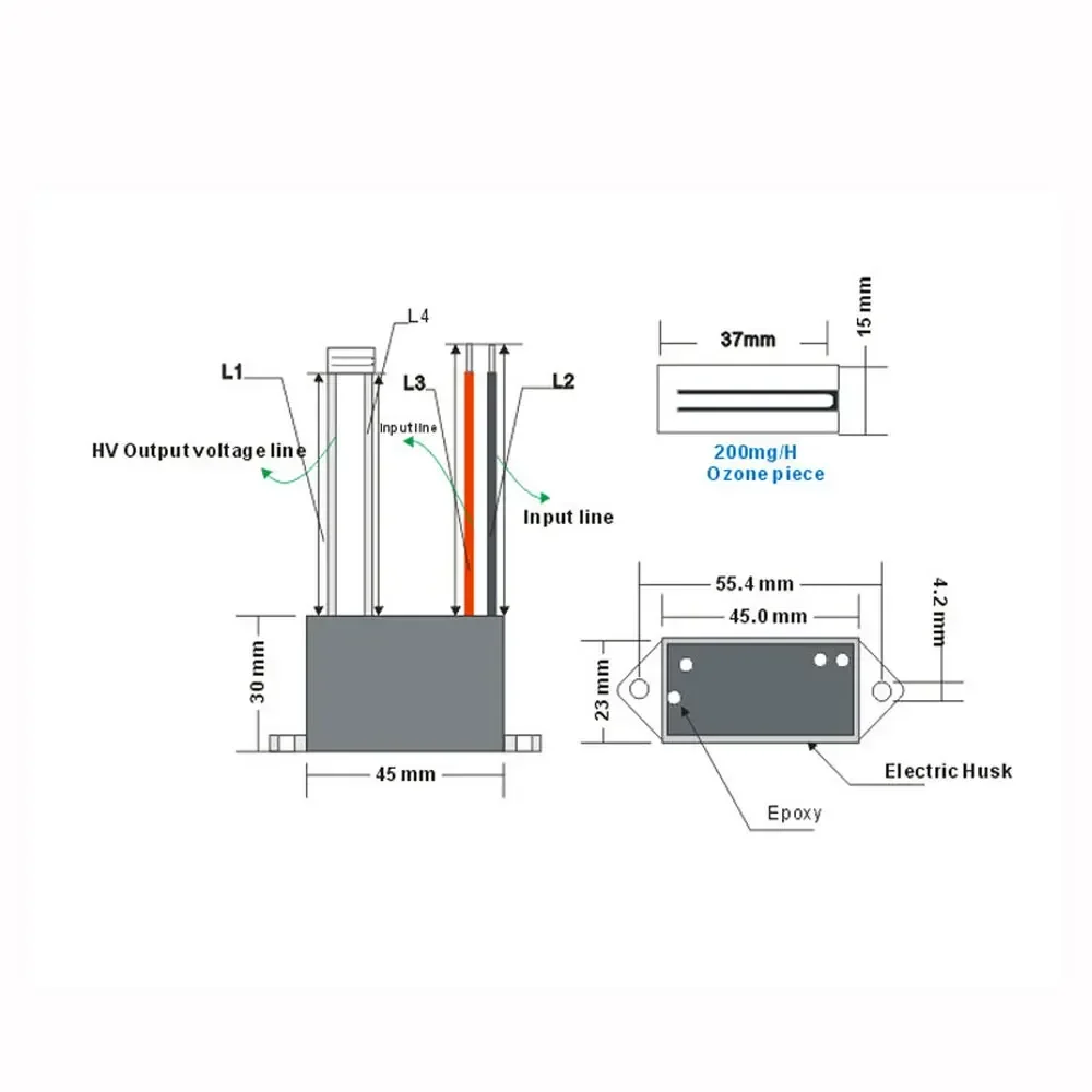 DC12V Mini Ozone Generator Air Purifier Parts Ozone Ceramic Plate 200mg  Ozonizer Ozone Machine