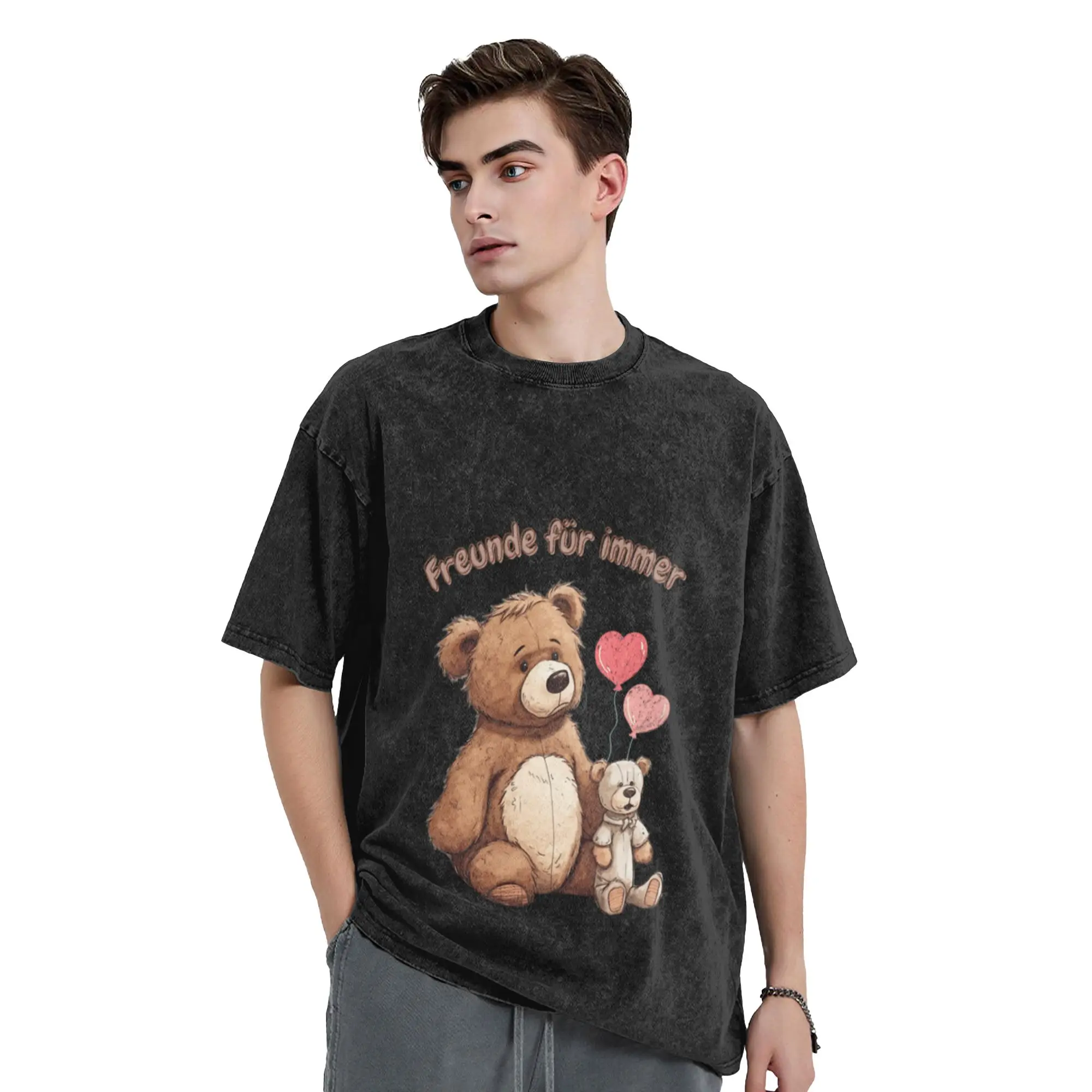 Bear gift teddy bear leisure holiday joy gift idea Unique Trendy A T-Shirt Oversized Short Sleeve Cotton Tees Tops
