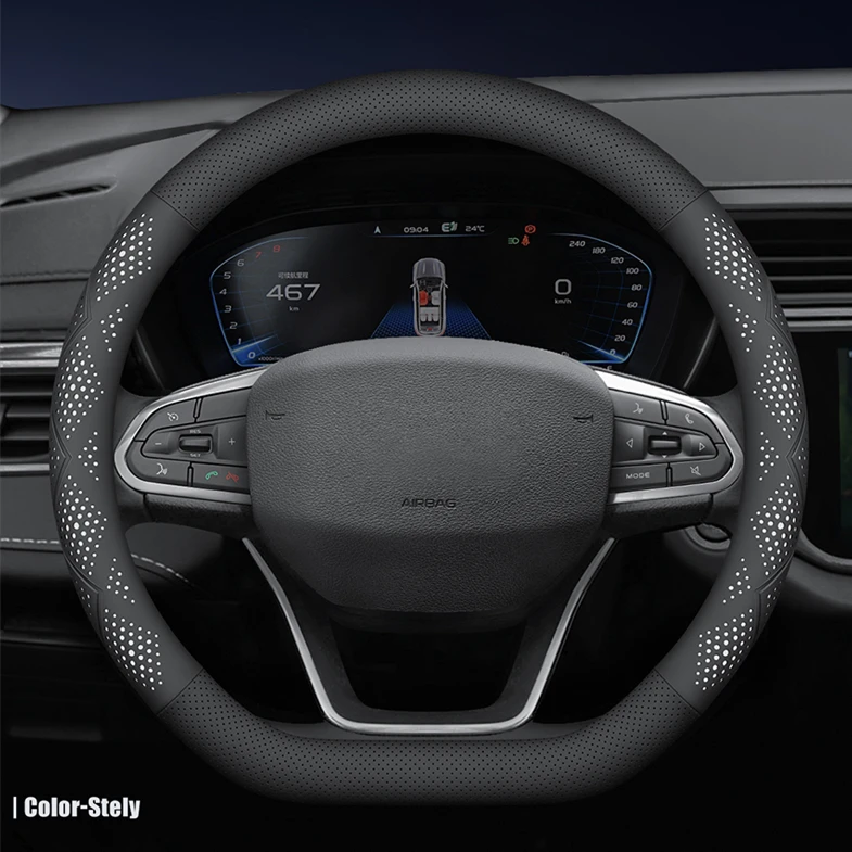 Napa D Leather Car Steering Wheel Cover for LYNK&CO 01 02 03 05 06 09 2021 2022 2023 2024 ETC.38cm15