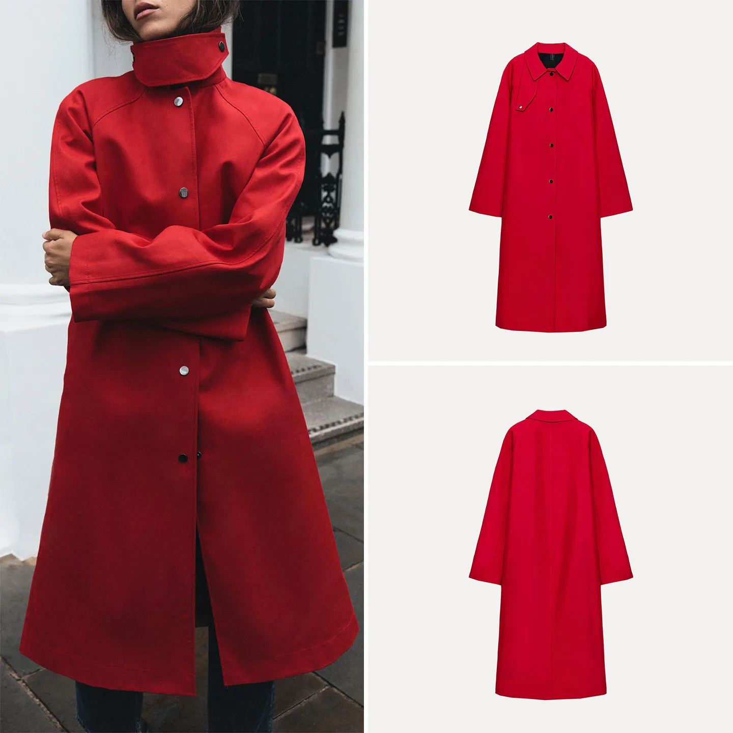 Fashionable Long Casual Commute Women's Coat Autumn 2026 Long Sleeve Turn-down Collar Windbreaker ZADATA Pure E-commerce