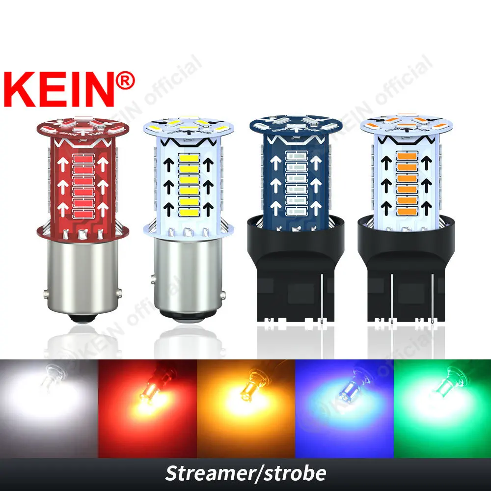 KEIN Flash Brake Light 1157 Strobe Led Bulb P21W 1156 BA15S BAY15D T20 7440 7443 W21W Car Tail Stop Reverse Lamp 30SMD 4014 Red