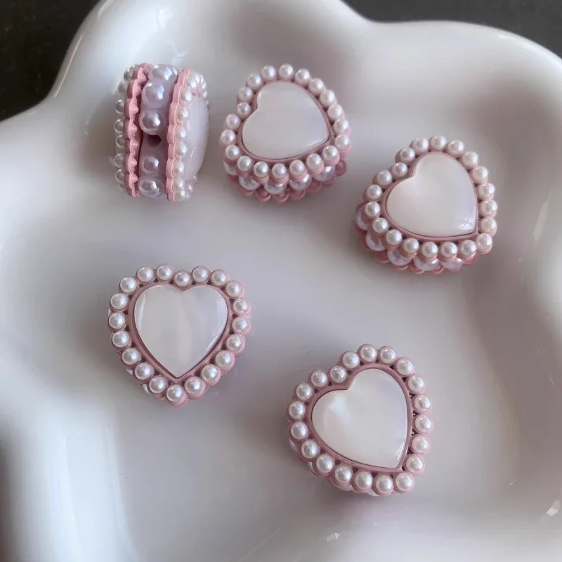 Fancy Beads Hand MadeIns Handmade Heavy Industry Color Pearl Love Alloy Sticker Mobile Phone Chain Bead Pen Jewelry Love Loose D