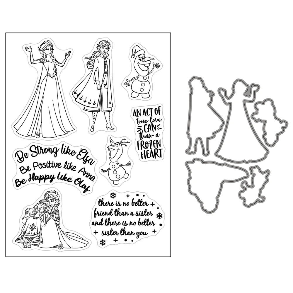 Disney Frozen Clear Stamps And Dies Set Anna Elsa Olaf Stamp for DIY Scrapbooking Decorative Paper Card Making New Arrival 2022