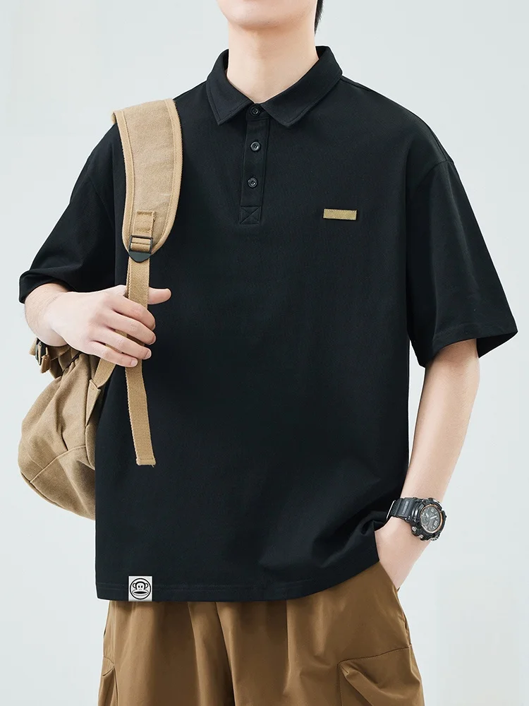 

Летняя тонкая рубашка PaulFrank, свободная мужская футболка с отложным воротником и короткими рукавами, удобная дышащая хлопковая футболка