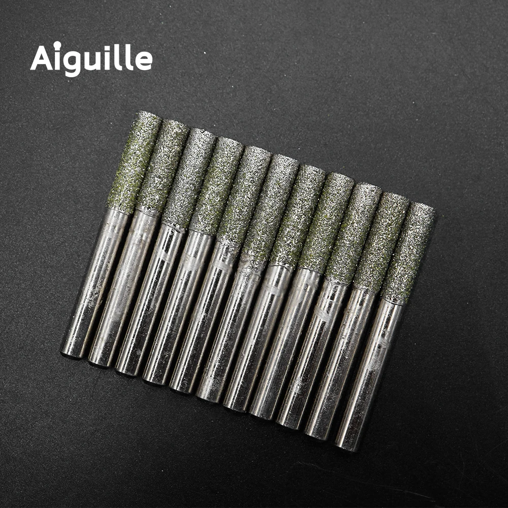 60# Diamond Grinding Point Shank 6mm Cylinder Diamond Grinding Burr 6mm 8mm 10mm Stone Metal Working