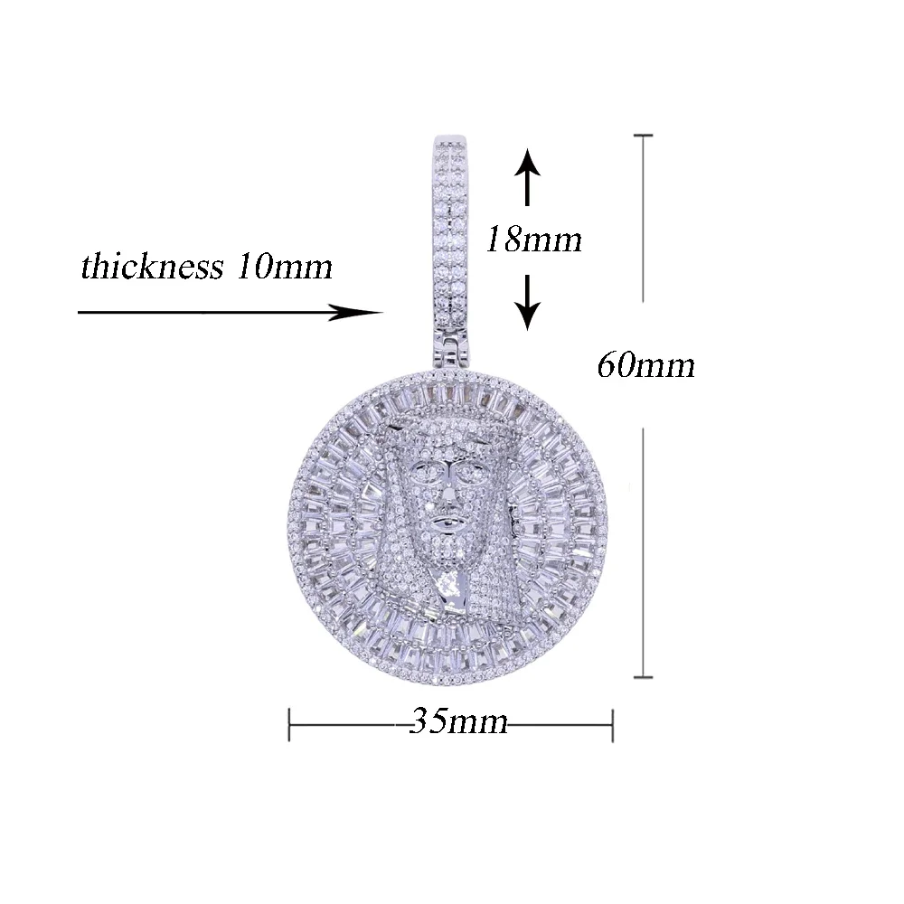 New Iced Out Bling Zircon Jesus Faith Charm Pendant Necklace for Men Hip Hop Fashion Charm Jewelry