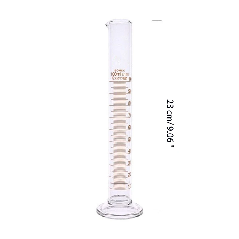 100ml Transparent Measuring Graduated Cylinder Science Measuring Lab Test Glass