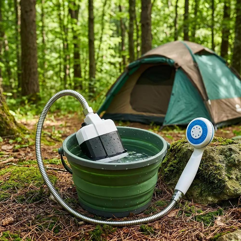 Portable Camping Shower Outdoor USB Rechargeable Electric Shower Pump for Camping Car Washing Gardening Pet Cleaning