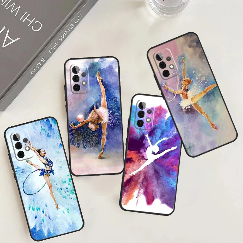 Gymnastics Oil Painting Case For Samsung Galaxy A15 A25 A52 A53 A54 A12 A13 A14 A32 A33 A34 A23 A24 A72 A73 A51 A71