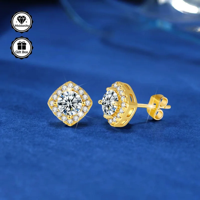 

LAMVOICE jewelry for women/stud earrings with 1 carat moissanite Hypoallergenic earrings christmas gift high quality jewelry