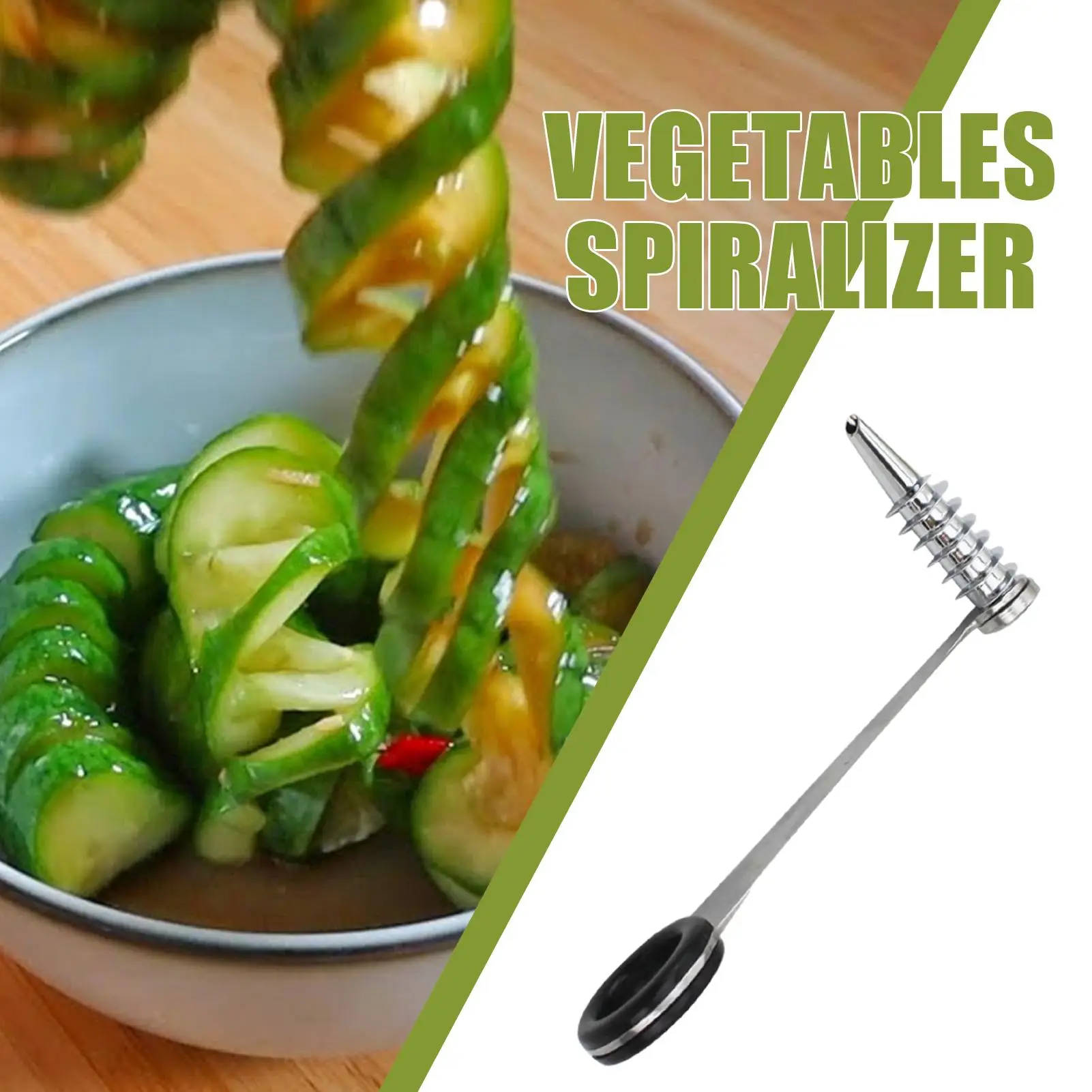 Faca Espiral para Cortar Vegetais, Cenoura, Batata e Pepino, Ferramenta de Cozinha em Aço Inoxidável, Acessório de Cozinha Portátil
