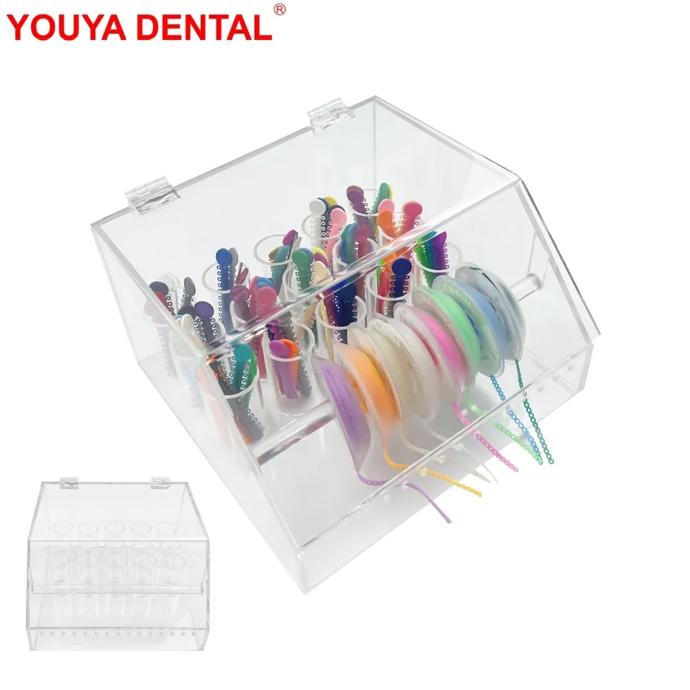 

Dental Orthodontic Ligature Tie Box Dentistry Elastic Power Chain Organizer Storage Box Acrylic Placing Case Dispenser Holder