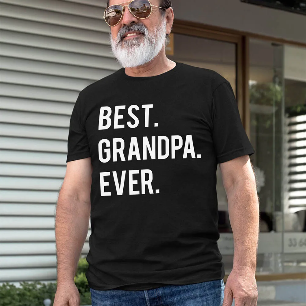 Best Grandpa Ever Letter Print Men\'s T Shirt Graphic Tees Men Round Neck Short Sleeve Summer Tees Male Casual Harajuku Clothing