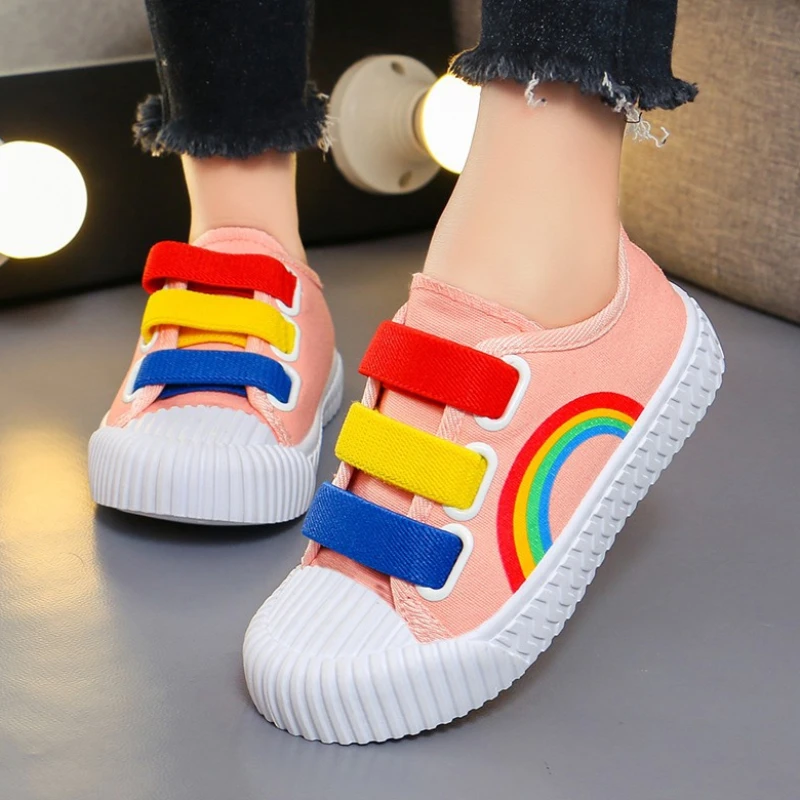 2024 New Boys and Girls Canvas Fashion Hook Children\'s Casual Shoes Soft Bottom Toddler Walking Shoes Anti-slip School Shoes