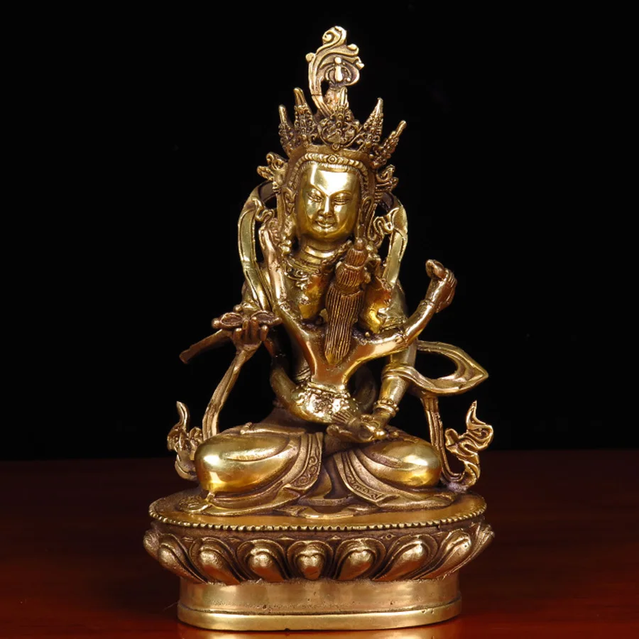 

India Buddhism love God Happy Buddha double major copper Buddha statue home family efficacious safe GOOD LUCK