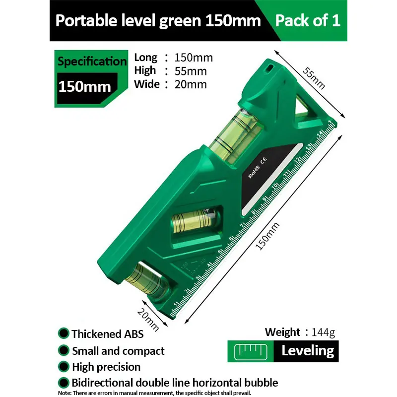 Mini-niveaumeter Hoge precisie horizontale verticale maatregel Metrische liniaal Gradenboog Thuis Draagbare magnetische zakniveaumeter