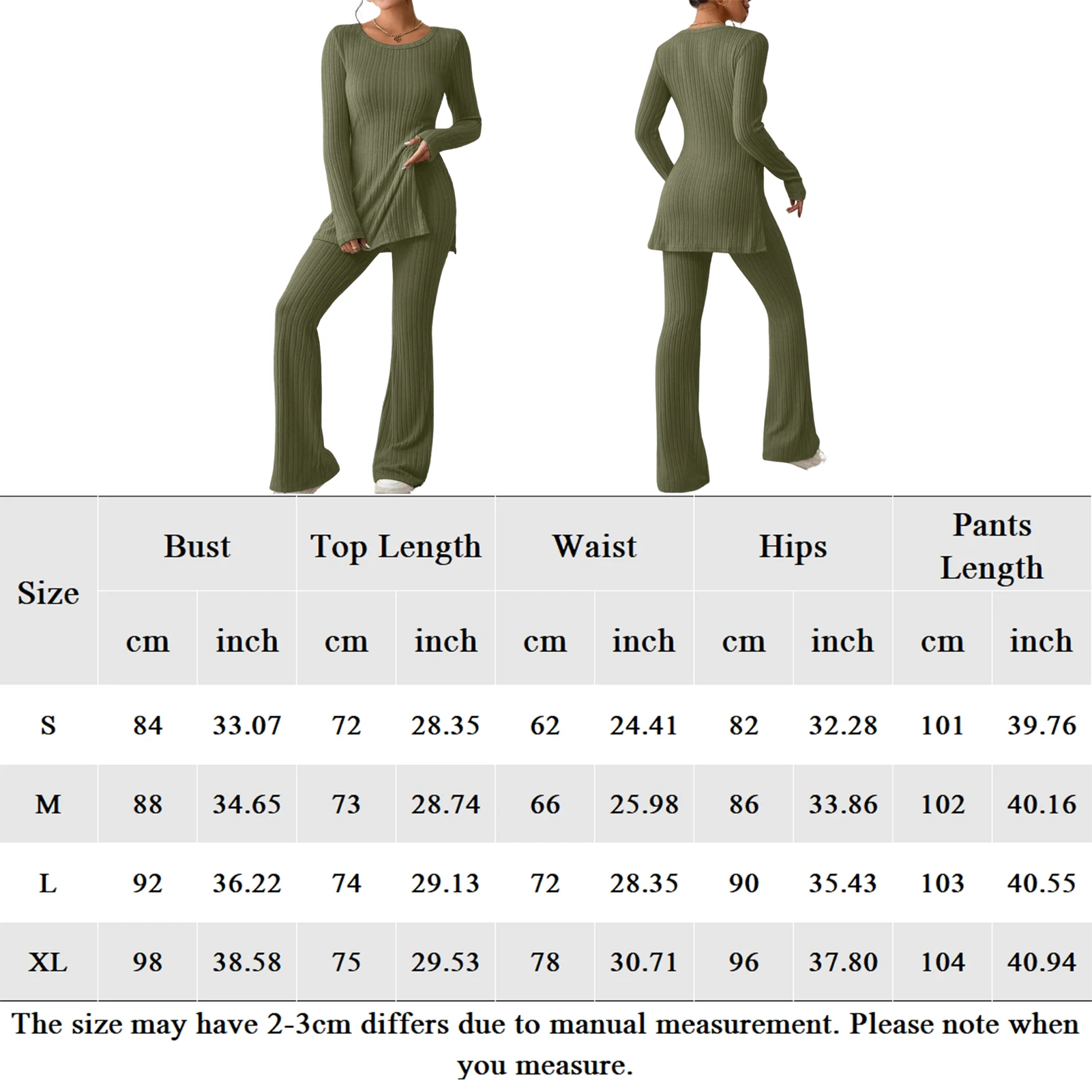 Women 2 Piece Loungewear Outfits Solid Color Slim Fit Slouchy Home Suits Comfortable Women Split Hem Tee And Flare Leg Pants Set