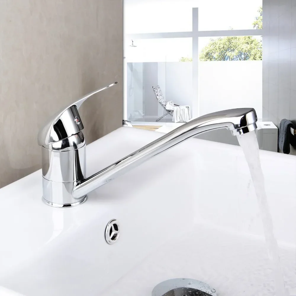 

Short Model Bathroom Basin Faucet Single Handle Kitchen Sink Faucet Hot Cold Wash Mixer Crane Tap 360 Rotation Sink Faucets