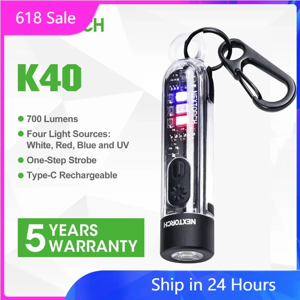 nextorch-k40-mini-lampe-de-poche-led-porte-cles-lampe-porte-cles-rechargeable-de-type-c-torche-edc-super-brillante-avec-porte-cles-a-clip-de-poche