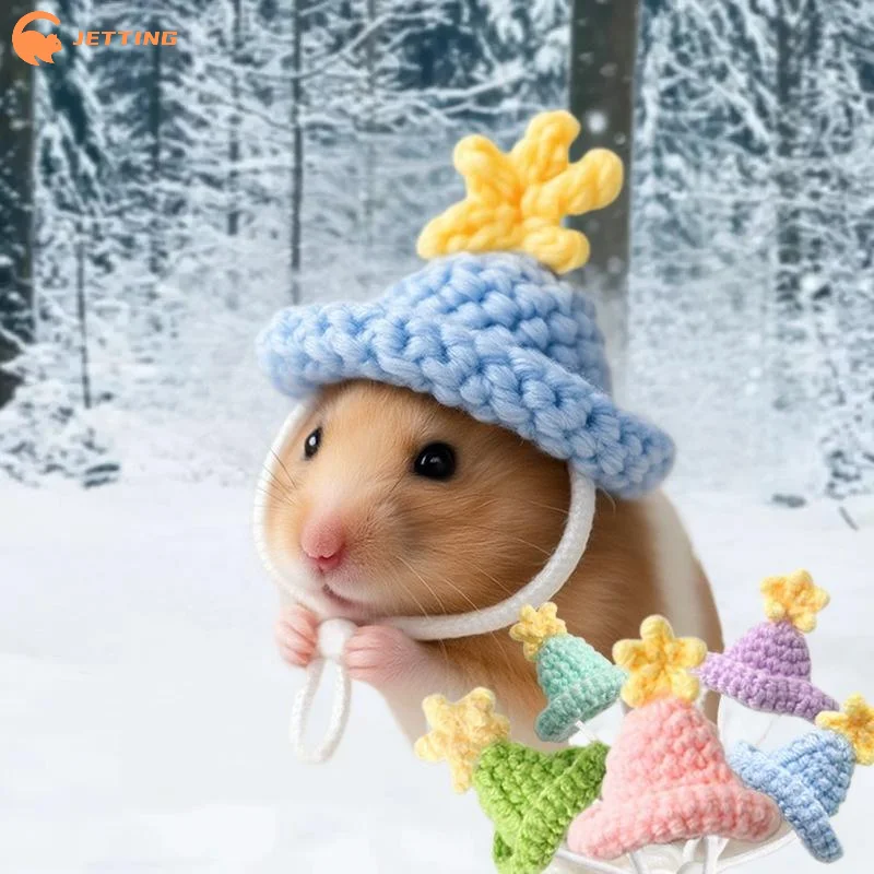 (New) 1pc Cute Handmade Knitted Hat Pet Hat Tiny Hamster Parrot Chipmunk Guinea Pig Hat Small Animal Adjustable Hat Decoration