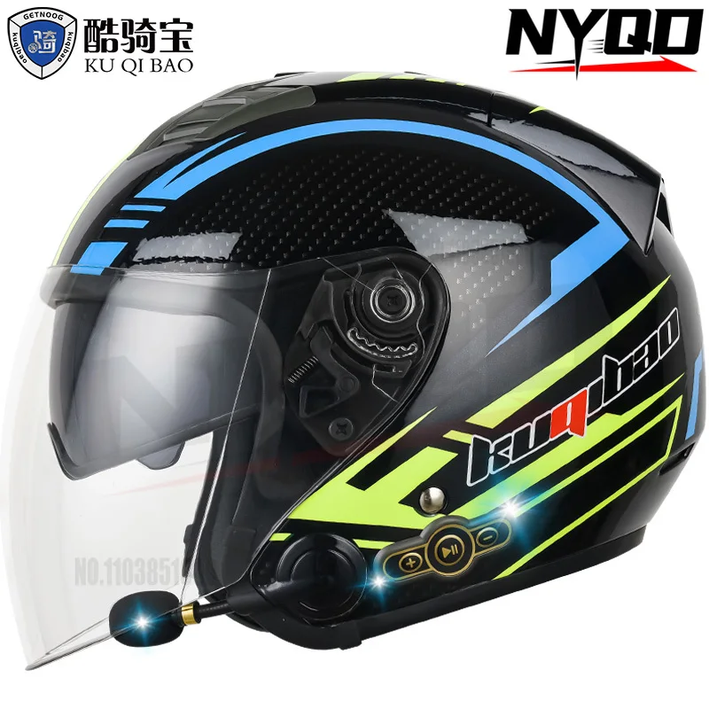 Kuqobao Motorcycle helmet men women electric vehicle half helmet DOT certified bluetooth helmet cascos para moto casco moto