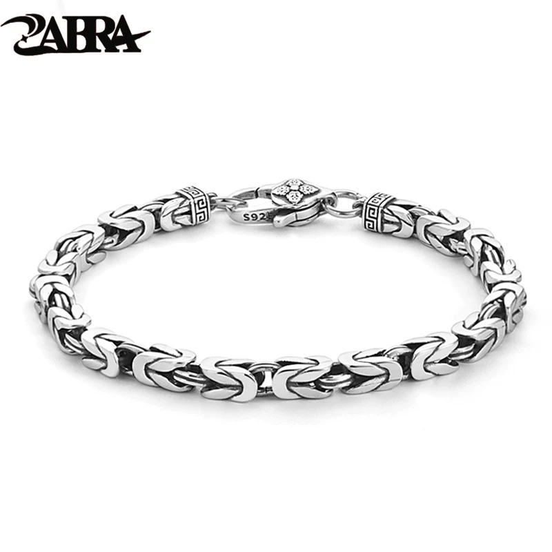 ZABRA S925 Silver Ping An Pattern Bracelet for Men's Retro Thai Silver Premium Feel Handicraft As A Gift for Boyfriend