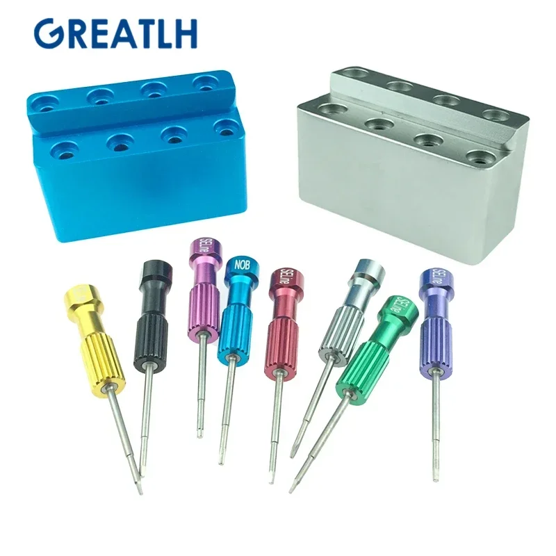 Dental Lab Implant Screwdriver Kit Torque Wrench Tool Implant Screwdriver 8 Pcs with Steel Stand Box Dental tools