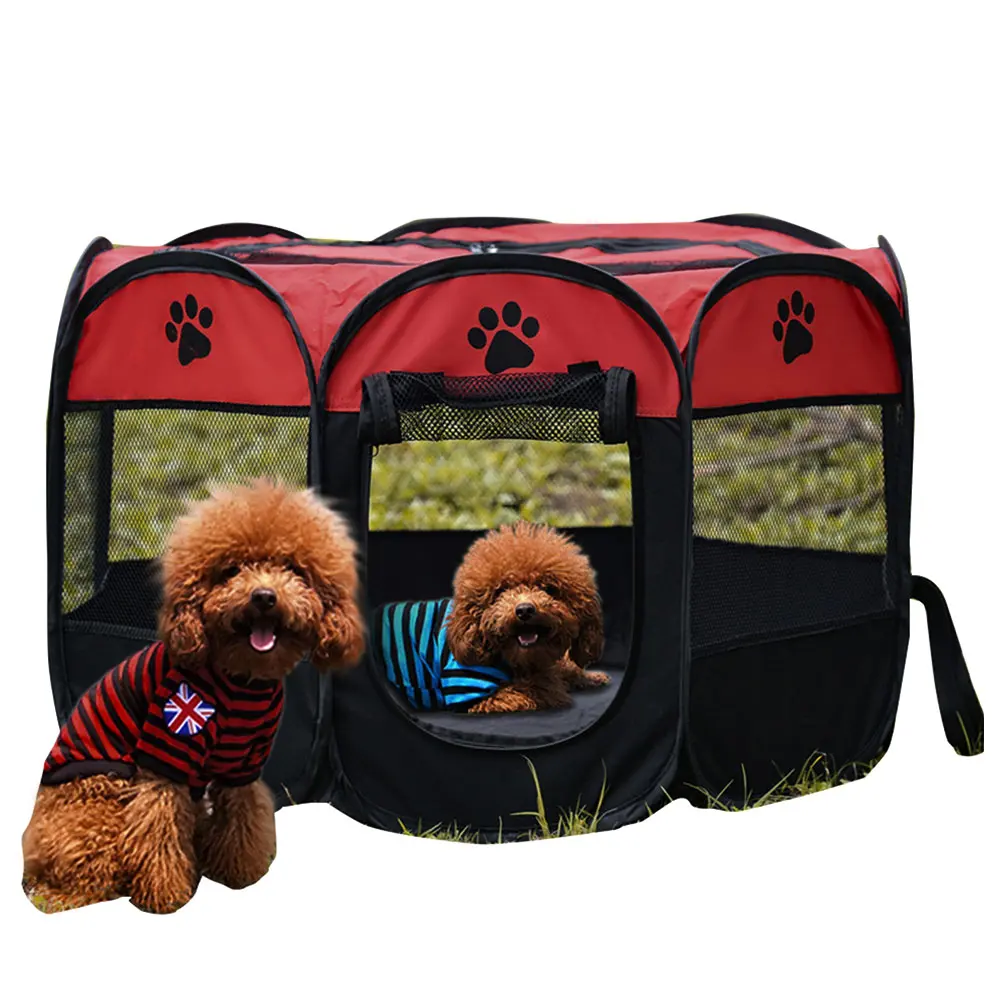 Pet Tent Octagonal Rest Scratch Resistant Dog House Exercise Portable Removable Oxford Cloth Waterproof Folding Outdoor Washable