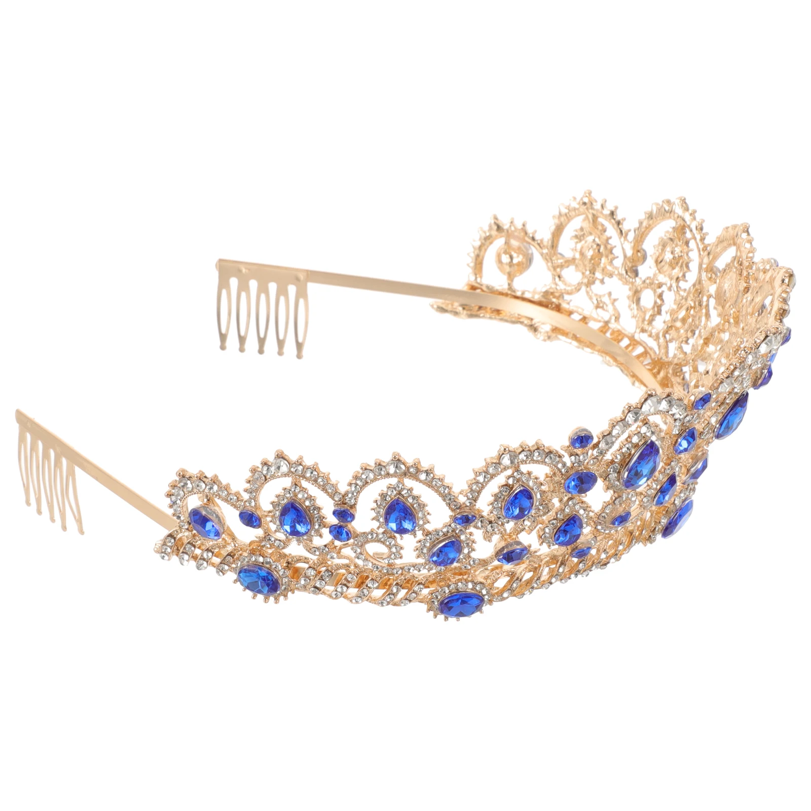 

Корона для водяной дрели для женщин, свадебная тиара, аксессуар для волос, синий вечерний головной убор, свадебное платье, королевская корона, укладка волос
