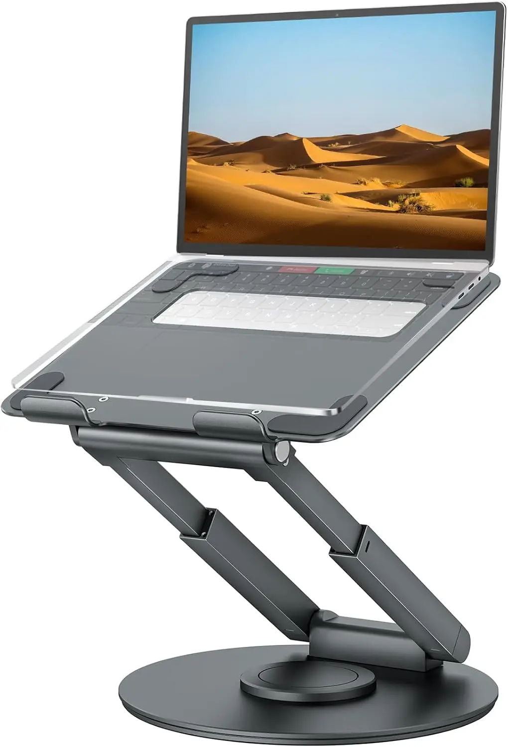 

Adjustable Laptop Stand with 360° Swivel Base, Sit-to-Stand Height, Portable for MacBook and All 10-17" Laptops - Gray