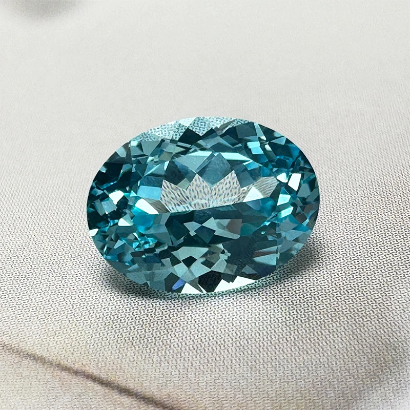 Laborgezüchteter Saphir in ovaler Form, Aquamarin-Anhänger, Edelsteine für DIY-Anhänger, Ringe, Halsketten, Ohrringe, zur Auswahl mit Zertifikat – Detail 3