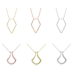 1Piece Fashion Necklace Geometric Simple Ring Holder Ring Pendant Necklace for Men Women Party Jewelry Neck Chain 45cm long