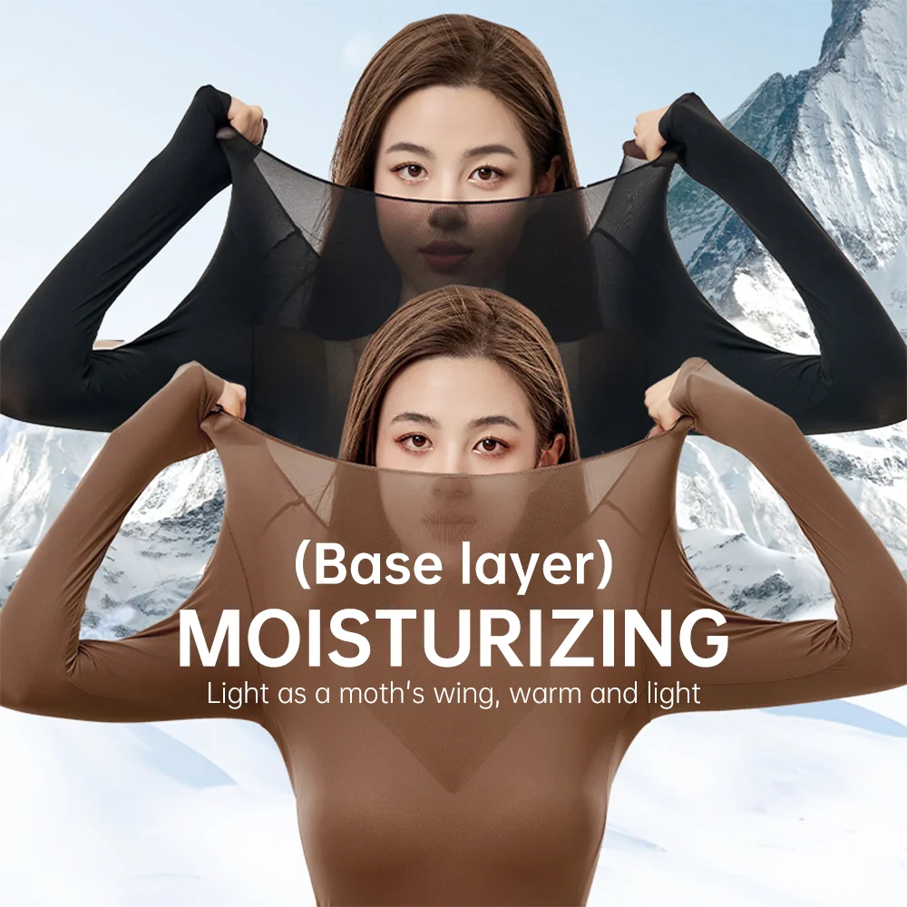 Molasus ensemble de sous-vêtements thermiques sans couture femmes première couche haut thermique longs Johns hiver Thermo vêtements dames mince couleur unie