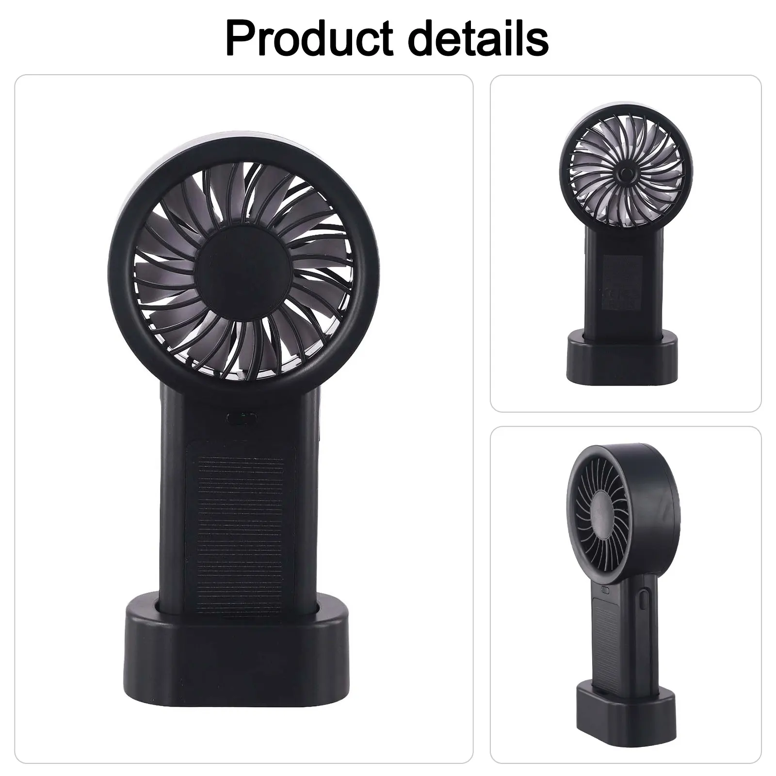 For Hiking For Beach Outings Solar Handheld Fan Outdoor Adventures Battery 3.7V 1200mAH Multi-function Handheld Fan