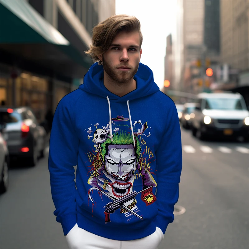 Spring and Autumn Men's Fashion Teen Hoodies Fashion 3D Printed Clown Loose Streetwear 2023 Street Clown Hip Hop Hoodie