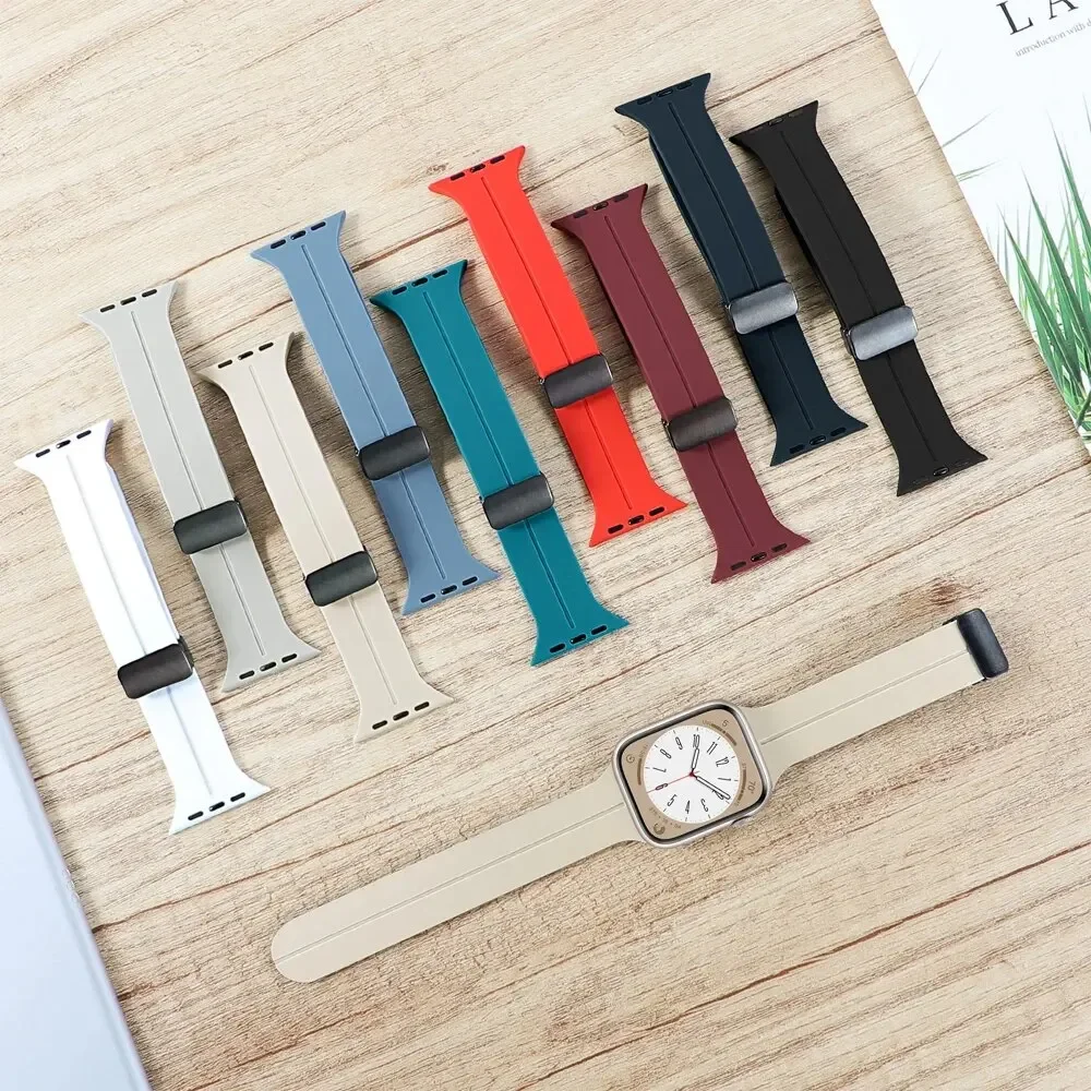 20mm 22mm Magnetic D Type Clasp Silicone Watch Band for Samsung Galaxy Watch