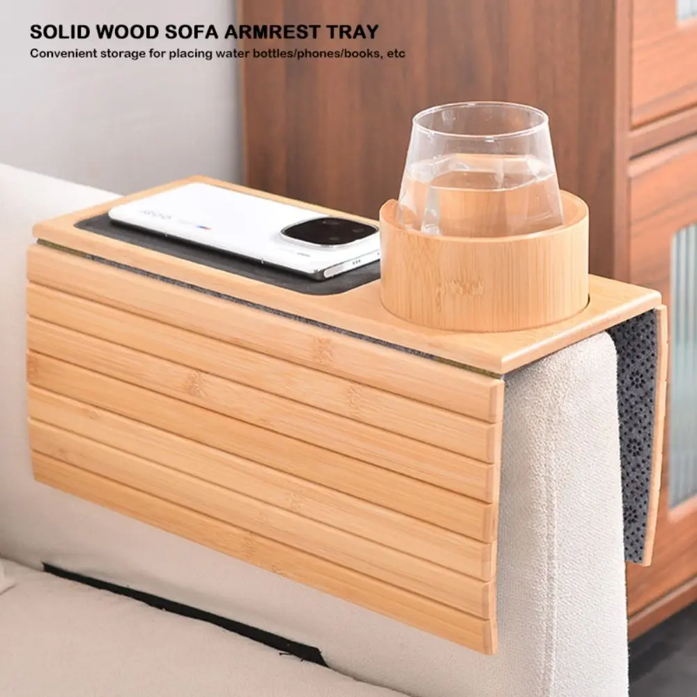 

Durable Anti-Slip Couch Arm Tray Wooden Space-Saving Sofa Arm Tray Couch Arm Table for Eating/Drinks/Snacks