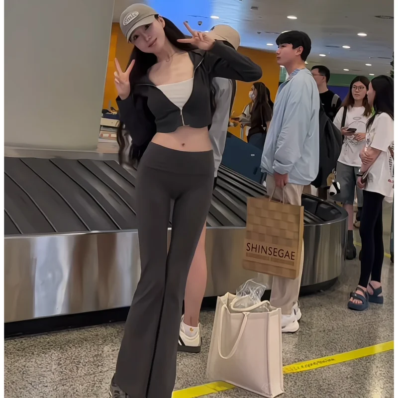 

Женские удобные спортивные брюки для йоги с высокой талией, моделирующие фигуру, с микро-клешем, обеспечивающие свободу движений, повседневные