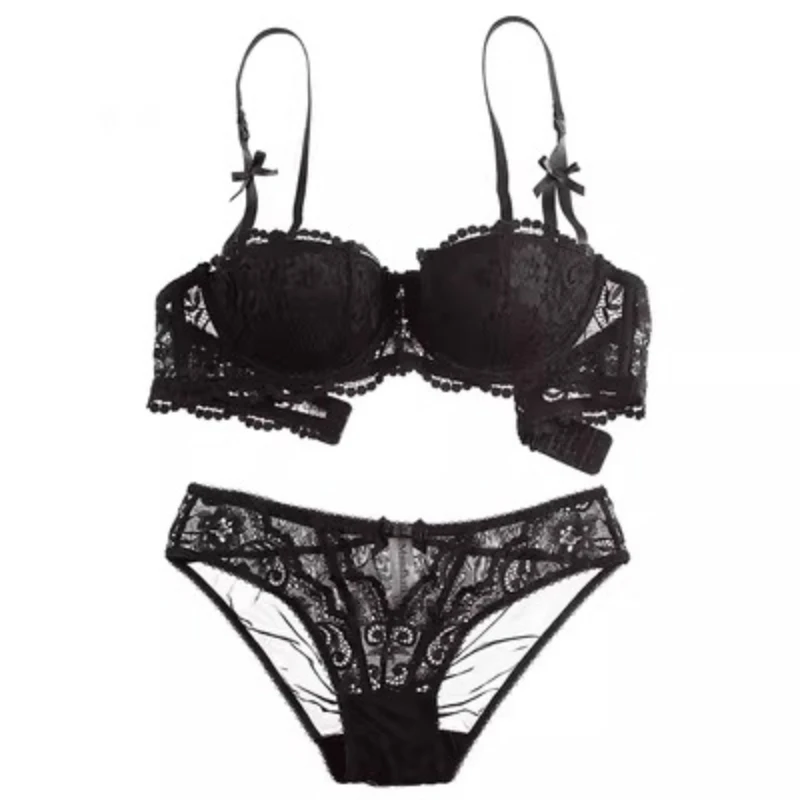 Reggiseno Demi in Pizzo Bianco da Donna, Minimizer Push-Up per Seno Piccolo, Anti-Cedimento, Set Lingerie BANERDANNI con Slip, Taglie S-XL, Coppe 32-38-AB