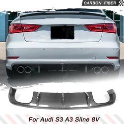 Car Rear Bumper Guard Lip Diffuser Spoiler for Audi A3 Sline S3 Sedan 4-Door 2013 2014 2015 2016 Carbon Fiber / FRP