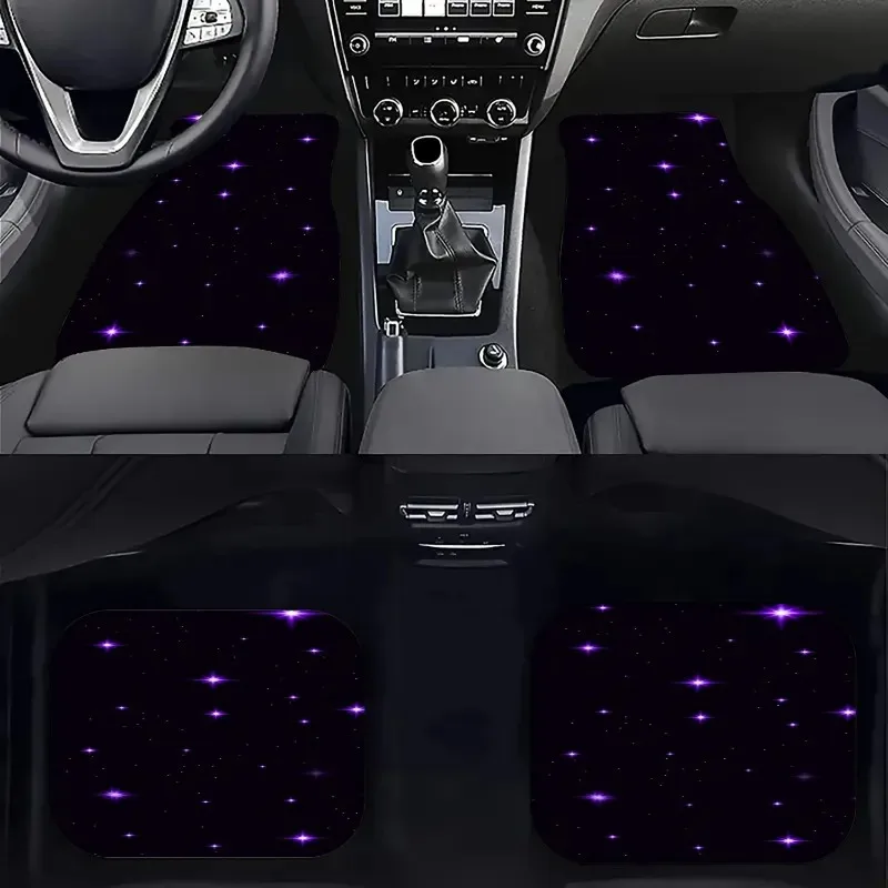 

Purple Starry Sky Car Floor Mat 4pcs Set Universal Durable Stylish Easy Clean Car Interior Protectors Accessories Men Women Gift