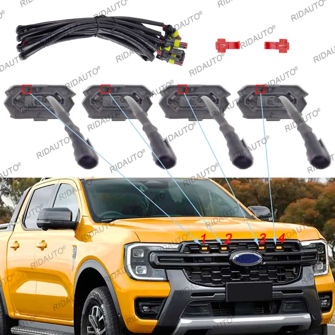 Yellow Raptor Style Lamp Translucent Housing Fit For NEXT GEN FORD RANGER WILDTRAK Upgrades 2023 2024 Amber LED Light